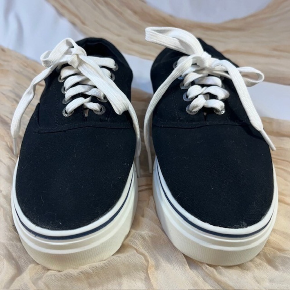 Chaps Mens Low Profile Black/White Canvas Shoes Size‎ 7.5  NWOB